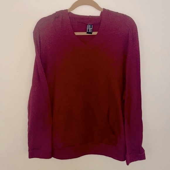Maroon Waffle Knit Hoodie 2X - Picture 1 of 5